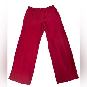 Eileen Fisher Womens Berry Silk Straight Leg Pull On Dress Pants (Sz M)
